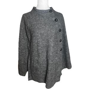 Stella Starr Gray Cape W/ Offset Buttons Pockets Wmn Sz L Cabin Cottage Whimsy